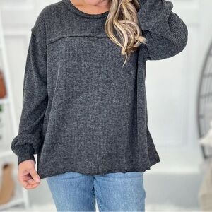 Size S Charcoal Gray Long Sleeve Top